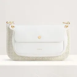 Túi Đeo Vai Pedro Tweed Double Flap Shoulder Bag 75210093 Màu Trắng