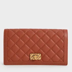 Túi Xách Nữ Charles & Keith CNK Micaela Quilted Phone Pouch Brick 70840448 Màu Đỏ Gạch