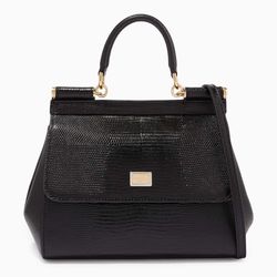 Túi Xách Nữ Dolce & Gabbana D&G Small Sicily Bag in Iguana Printed Leather Màu Đen