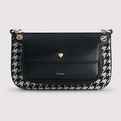 Túi Xách Pedro Houndstooth Double Flap Shoulder Bag 75210093-2 Màu Đen