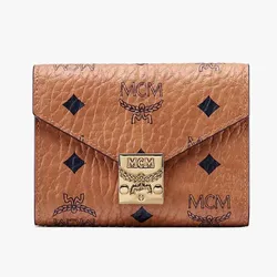 Ví MCM Patricia Three-Fold Wallet In Visetos Màu Nâu