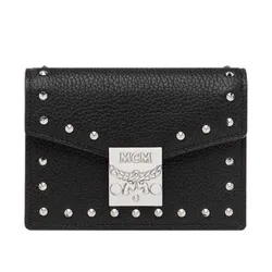 Ví MCM Small Patricia Three Fold Wallet In Studded Outline Leather Black Màu Đen
