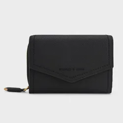 Ví Nữ Charles & Keith CNK Stitch Trim Envelope Wallet Black 10770535-4 Màu Đen