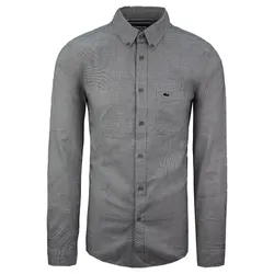 Áo Sơ Mi Nam Lacoste Slim Fit Long Sleeve Mens Black White Button Up Cotton Shirt CH0929 166 Màu Đen/Trắng Size 40