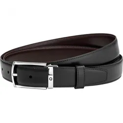 Thắt Lưng Montblanc Rectangular Rounded Shiny Palladium-Coated Pin Buckle Màu Đen Nâu