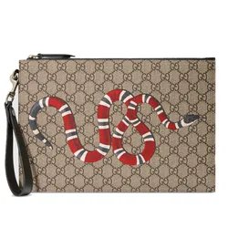 Túi Clutch Gucci Bestiary Pouch With Kingsnake Màu Nâu