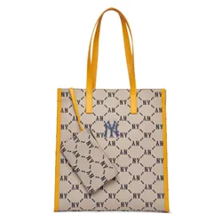 Túi Tote MLB Monogram Diamond Jacquard Tote Bag New York Yankees 3AORM012N-50BGS Màu Nâu Vàng