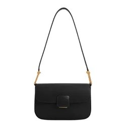 Túi Xách Nữ Charles & Keith CNK Koa Square Push-Lock Shoulder Bag Black 20270818 Màu Đen