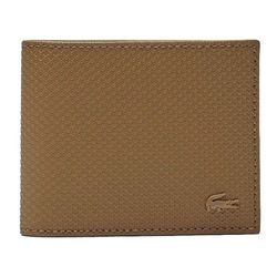 Ví Lacoste Men's Chantaco Piqué Leather 3 Card Wallet Màu Nâu Nhạt
