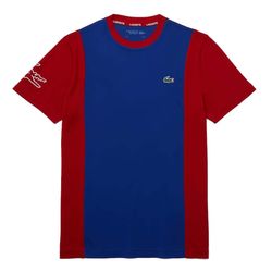 Áo Phông Lacoste Men's Sport Breathable Resistant Bicolor T-Shirt Màu Xanh Phối Đỏ