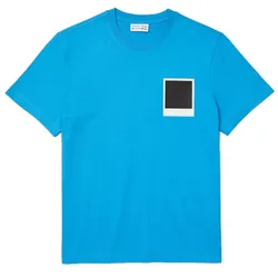 Áo Phông Men’s Lacoste X Polaroid Breathable Thermosensitive Badge T-shirt Màu Xanh Da Trời Size XS