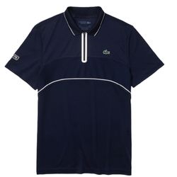Áo Polo Lacoste Men's SPORT Breathable Resistant Piqué Zip Tennis Polo Shirt Màu Xanh Navy Size M