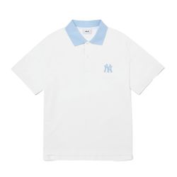 Áo Polo Nam MLB Men's Partial Monogram Collar T-Shirt 3LPQM2023 Màu Trắng Size M