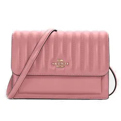 Túi Đeo Chéo Coach Foldover Belt Bag With Linear Quilting Màu Hồng