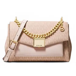 Túi Đeo Chéo Michael Kors MK Lita Medium Two-Tone Logo Crossbody Bag Ballet Màu Hồng Phấn