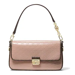 Túi Xách Michael Kors MK Bradshaw Small Logo Embossed Patent Leather Convertible Shoulder Bag Màu Be