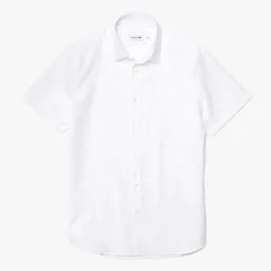 Áo Sơ Mi Lacoste Men's Regular Fit Textured Cotton Poplin Shirt CH2741 001 Màu Trắng Size M