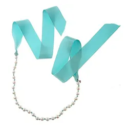 Dây Chuyền Moschino Pearl Bow Closure Ngọc Trai Thắt Nơ Màu Xanh