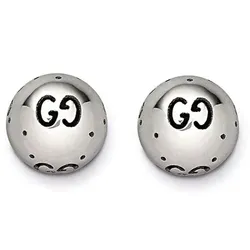 Khuyên Tai Gucci 18k White Gold Icon Bold Boule GG Stud Earrings Màu Trắng