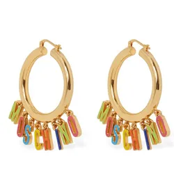 Khuyên Tai Moschino Màu Vàng Phối Logo Moschino Nhiều Màu