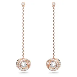 Khuyên Tai Swarovski Generation Drop Earrings Long, White, Rose Gold-Tone Plated Màu Vàng Hồng