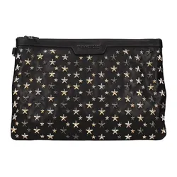 Túi Clutch Jimmy Choo Leather Biker Silver Derek Stars 153 Derek Màu Đen Bạc