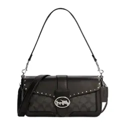 Túi Đeo Chéo Coach Georgie Shoulder Bag In Colorblock Signature Canvas With Rivets Màu Đen