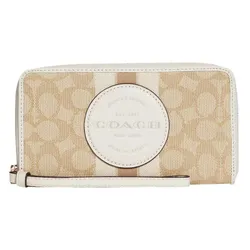 Ví Coach Dempsey Large Phone Wallet In Signature Jacquard With Stripe And Coach Patch Màu Be