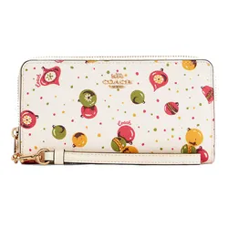 Ví Coach Long Zip Around Wallet With Ornament Print Màu Trắng