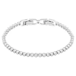 Vòng Đeo Tay Nữ Swarovski Tennis Deluxe Bracelet Round, White, Rhodium Plated 1808960 Màu Bạc