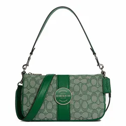 Túi Đeo Vai Coach Original Lonnie Baguette In Signature Jacquard C8306 Màu Xanh Green
