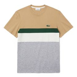 Áo Phông Lacoste Men's Colourblocked Panel Cotton T-Shirt TH1884-FJM Màu Beige/Xám Size XS