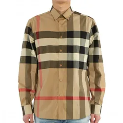 Áo Sơ Mi Burberry Check Stretch Man Shirt 8010213 A7028 Màu Nâu Nhạt Size XS