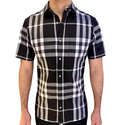 Áo Sơ Mi Burberry London England Cotton Sọc Màu Xám Đen Size XS