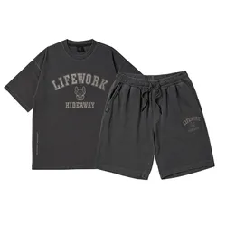 Bộ Quần Áo Cộc Tay LifeWork Basic Charcoal Grey LW222TS111/LW222KS111 Màu Xám Size M