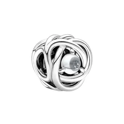 Hạt Vòng Charm Pandora April Clear Eternity Circle 790064C01 Màu Bạc