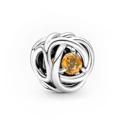 Hạt Vòng Charm Pandora November Honey Eternity Circle 790065C04 Màu Vàng Bạc