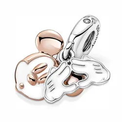 Hạt Vòng Charm Pandora Pendant 780112C01 Mickey Mouse Màu Bạc Phối Vàng Hồng