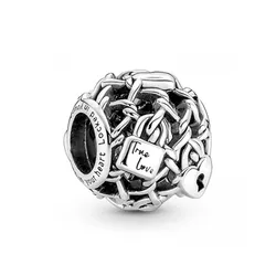 Hạt Vòng Charm Pandora Silver Chain Links Padlock 790071C00 Màu Bạc