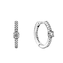 Khuyên Tai Pandora Sparkling Hoop Earrings 299406C01 Màu Bạc