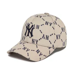 Mũ MLB Monogram Diamond Structure Ball Cap New York Yankees 3ACPM032N-50BGS Màu Beige