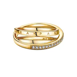 Nhẫn Pandora Crossover Pavé Triple Band Ring Màu Vàng