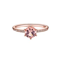 Nhẫn Pandora Pink Sparkling Crown Solitaire Ring Màu Vàng Hồng Size 56
