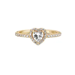 Nhẫn Pandora Sparkling Elevated Heart Ring Màu Vàng Đính Đá