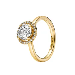 Nhẫn Pandora Sparkling Round Halo Ring Màu Vàng