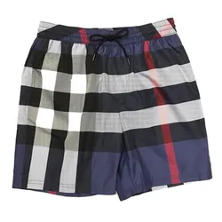 Quần Shorts Burberry Check Drawcord Swim Shorts Carbon Blue Phối Màu