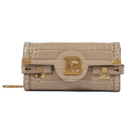 Túi Đeo Chéo Balmain B-Buzz 23 Croc-Effect Leather Crossbody Bag Màu Vàng Gold