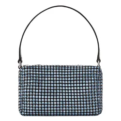 Túi Xách Tay Alexander Wang Heiress Medium Pouch In Rhinestone Mesh Màu Xanh Blue