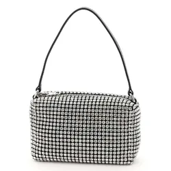 Túi Xách Tay Alexander Wang Wangloc Rhinestone Pouch Bag Màu Đen Trắng