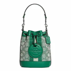 Túi Xách Tay Coach Mini Dempsey Bucket Bag In Signature Jacquard With Stripe And Patch Màu Xanh Lá